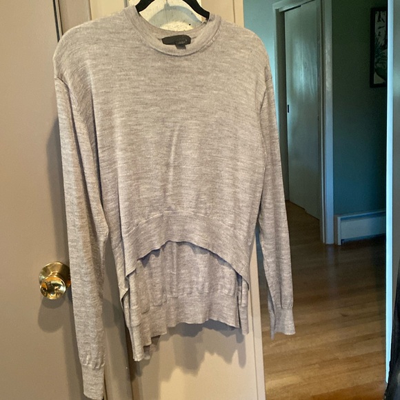 Alexander wang merino wool sweater with back openingsg up. Gray. Xsmall. Pinhole - Picture 1 of 8
